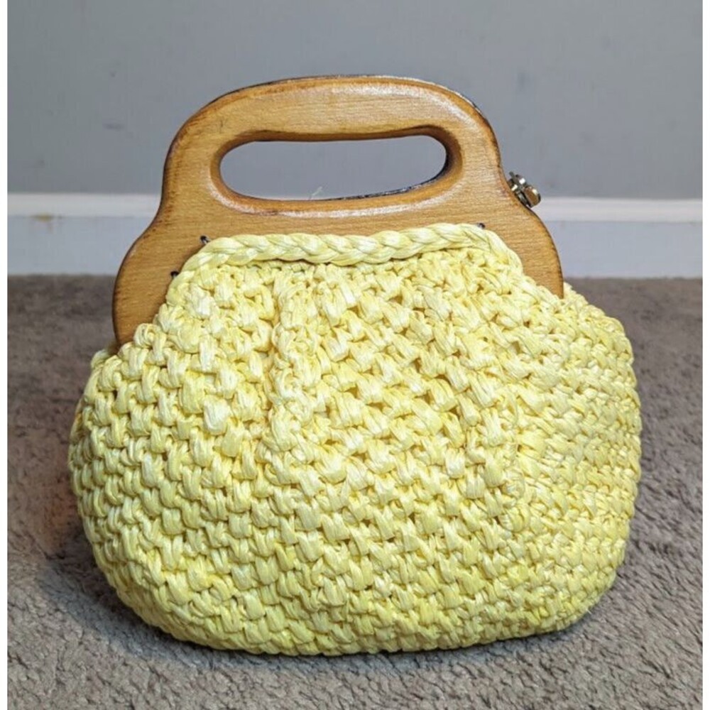 Vintage Peck & Peck Fifth Ave New York Yellow Hand Purse Made in Japan